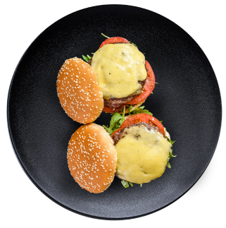 Cooked cheeseburger sliders prepared on a plate
